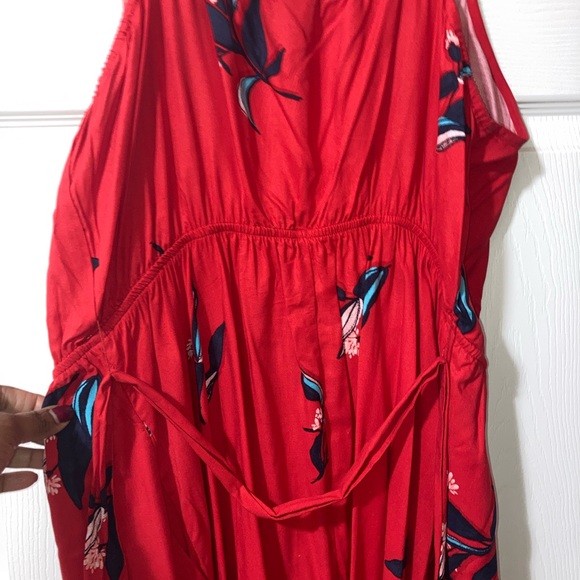 Summer Red flower thin strap dress - Picture 5 of 8